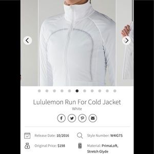 BNWT Lululemon White Run For Cold Jacket